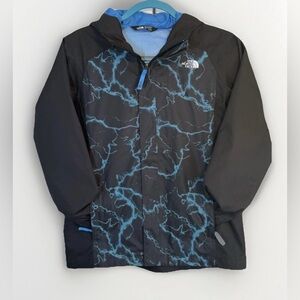 North Face Jacket Boys L 14-16 Black Blue Lightning Dryvent Windbreaker Shell
